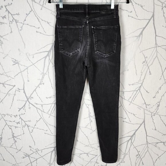 Levi's Black Wash Stretch Denim Mile High Super Skinny Jeans - Picture 2 of 9
